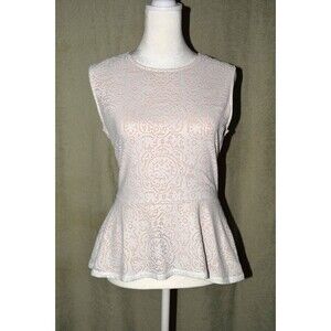 BCBG Maxazria Women's Top Blouse Shirt Sz M White Peplum Sleeveless